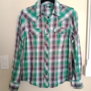 CRUEL Denim Pearl Snap Shirt (S)